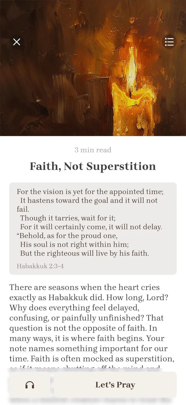 One day of a five-day devotional plan generated from sermon notes in Bible Note